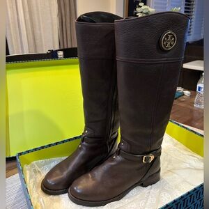 Brown leather Tory Burch riding boots